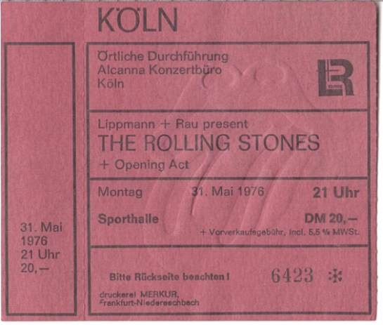 RS Cologne 2nd show ticket
